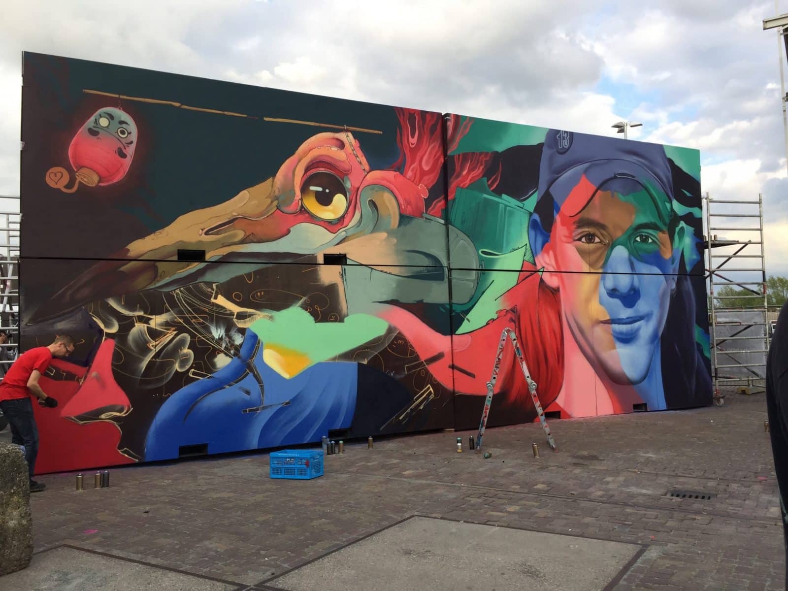 Graffiti muurschildering MooieMuur by Karski